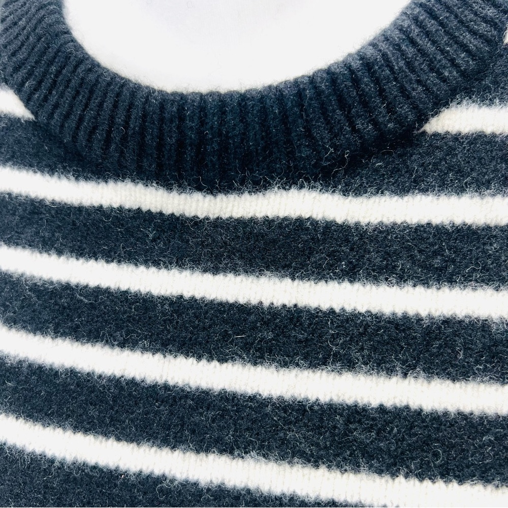MADEWELL Wool Black White Stripe Side Slit Sweater Long Sleeve Size Small - Picture 8 of 12